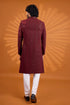 Maroon Computer Thread Work On Georgette Mens Premium Men's Sherwani - Side View | Samyak Fashion