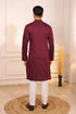 Maroon Cotton Mens Kurta With Payjama - Back View | Samyak Fashion