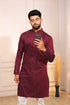 Maroon Cotton Mens Kurta With Payjama - Side View | Samyak Fashion