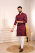 Maroon Cotton Mens Kurta With Payjama - Detail View | Samyak Fashion