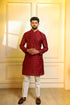 Maroon Cotton Mens Kurta With Payjama - Front View | Samyak Fashion
