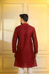 Maroon Cotton Mens Kurta With Payjama - Back View | Samyak Fashion
