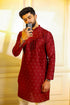 Maroon Cotton Mens Kurta With Payjama - Close-up View | Samyak Fashion