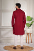 Maroon Cotton Mens Kurta With Payjama - Back View | Samyak Fashion