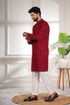 Maroon Cotton Mens Kurta With Payjama - Detail View | Samyak Fashion