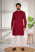 Maroon Cotton Mens Kurta With Payjama - Close-up View | Samyak Fashion