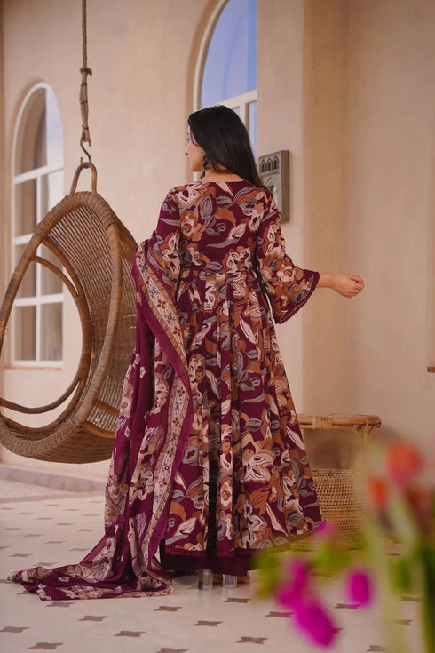 Maroon Cotton Silk Salwar Suit - Back View | Samyak Fashion