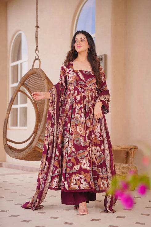 Maroon Cotton Silk Salwar Suit - Close-up View | Samyak Fashion