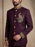Maroon Doniar Satin Mens Men's Jodhpuri - Close-up View | Samyak Fashion