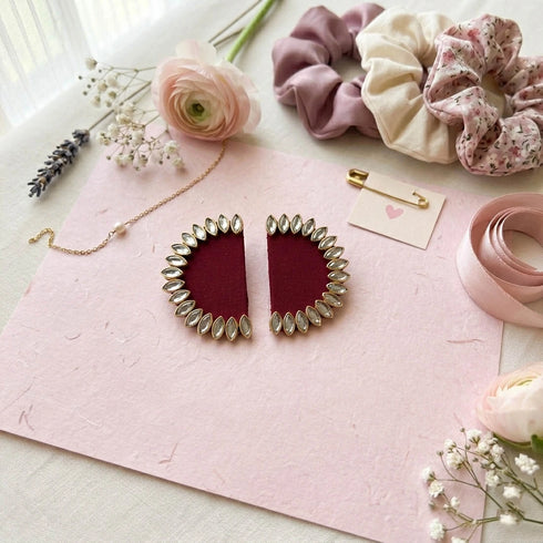 Maroon Earrings-imitation - Back View | Samyak Fashion