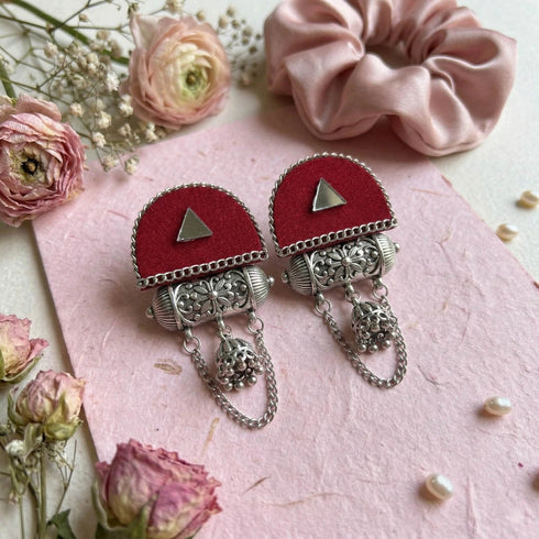 Maroon Earrings - Back View | Samyak Fashion