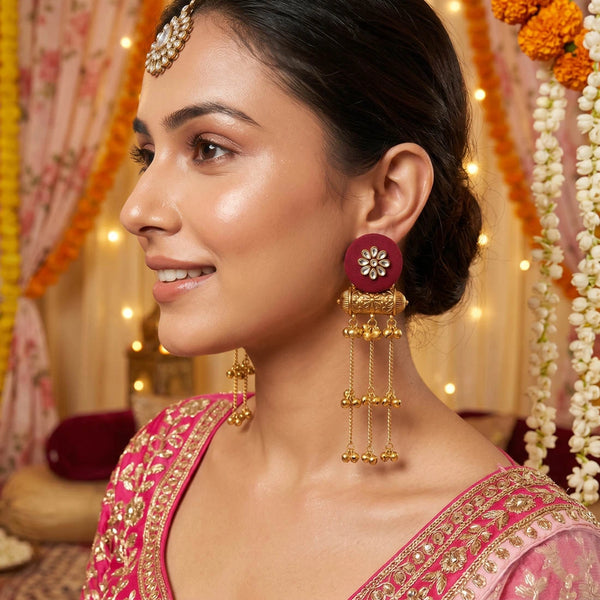 Maroon Earrings - Front View | Samyak Fashion