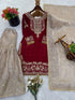 Maroon Heavy Gmy Silk Elegant Salwar Suit - Side View | Samyak Fashion
