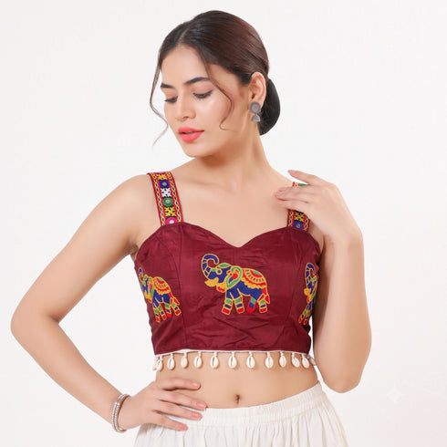 Maroon Heavy Magic Cotton Blouse - Back View | Samyak Fashion