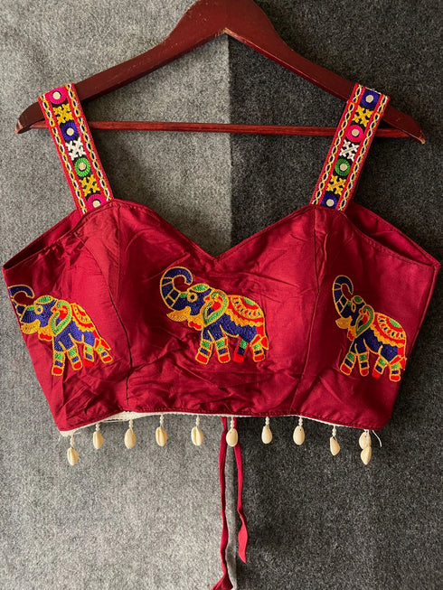 Maroon Heavy Magic Cotton Blouse - Side View | Samyak Fashion