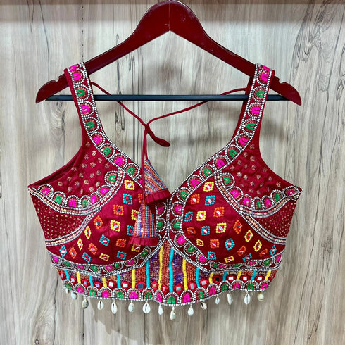 Maroon Heavy Pure Soft Italian Silk With Tricot Fuising Blouse - Back View | Samyak Fashion