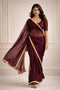 Maroon Jimmy Choo Saree With Blouse - Front View | Samyak Fashion
