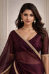 Maroon Jimmy Choo Saree With Blouse - Side View | Samyak Fashion