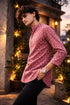 Maroon Linen Mens Short Kurta - Front View | Samyak Fashion