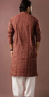 Maroon Modal Silk Mens Kurta With Payjama - Back View | Samyak Fashion