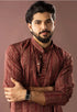 Maroon Modal Silk Mens Kurta With Payjama - Side View | Samyak Fashion