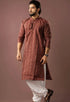 Maroon Modal Silk Mens Kurta With Payjama - Detail View | Samyak Fashion