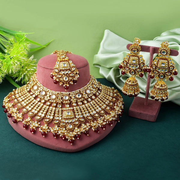 Maroon Necklace - Front View | Samyak Fashion