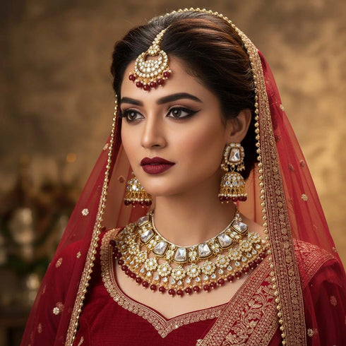Maroon Necklace - Front View | Samyak Fashion