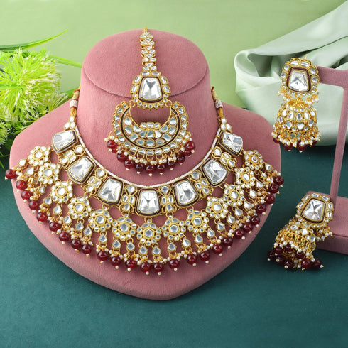 Maroon Necklace - Back View | Samyak Fashion