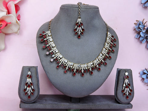 Maroon Necklace - Back View | Samyak Fashion