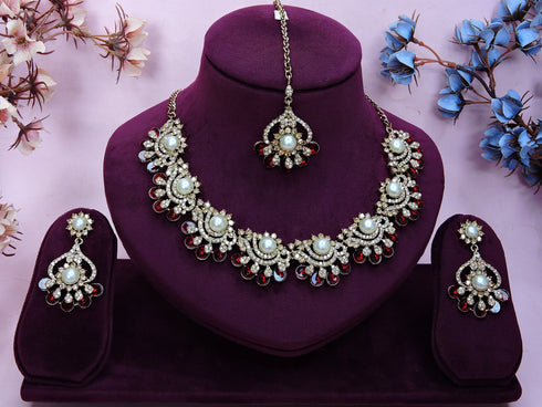 Maroon Necklace - Back View | Samyak Fashion