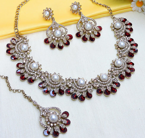 Maroon Necklace - Detail View | Samyak Fashion