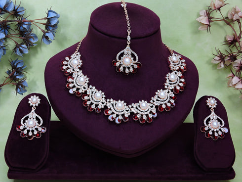 Maroon Necklace - Back View | Samyak Fashion