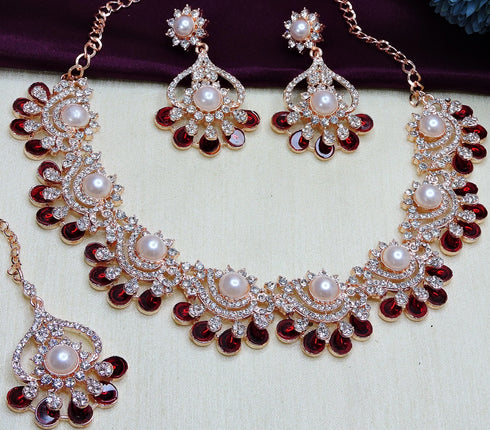 Maroon Necklace - Detail View | Samyak Fashion