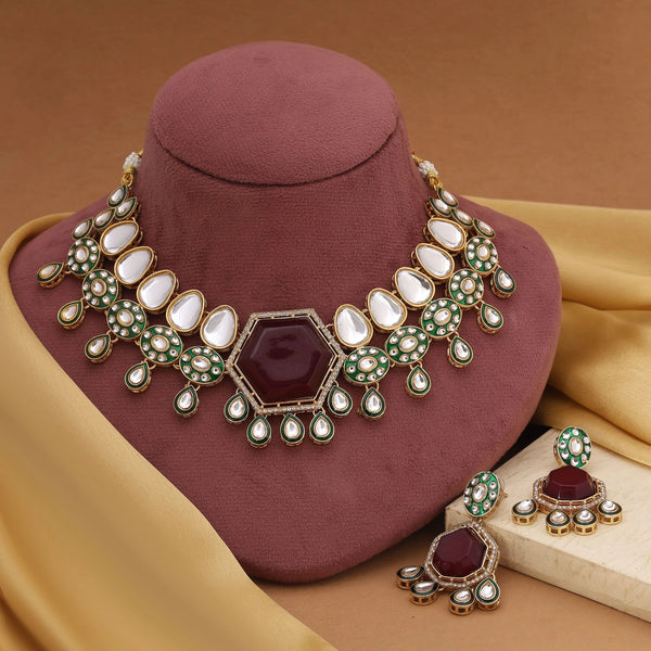 Maroon Necklace - Front View | Samyak Fashion