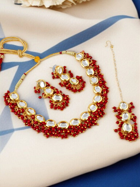 Maroon Necklace Set - Back View | Samyak Fashion