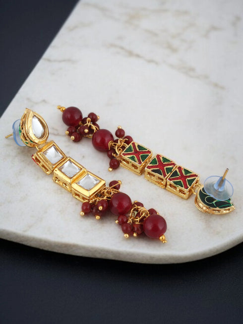 Maroon Necklace Set - Detail View | Samyak Fashion