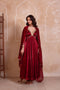 Maroon Organza Salwar Suit - Front View | Samyak Fashion