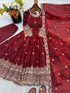 Maroon Pure Fendy Silk Anarkali - Close-up View | Samyak Fashion