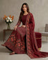 Maroon Pure Fendy Silk Elegant Salwar Suit - Back View | Samyak Fashion
