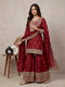 Maroon Pure Heavy Chinnon Silk Elegant Salwar Suit - Front View | Samyak Fashion