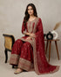 Maroon Pure Heavy Chinnon Silk Elegant Salwar Suit - Back View | Samyak Fashion
