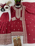 Maroon Pure Heavy Chinnon Silk Elegant Salwar Suit - Side View | Samyak Fashion