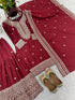 Maroon Pure Heavy Chinnon Silk Elegant Salwar Suit - Detail View | Samyak Fashion