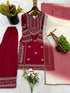 Maroon Rayon Cotton Elegant Salwar Suit - Side View | Samyak Fashion