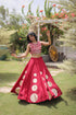 Maroon Roman Silk Lahenga Choli - Detail View | Samyak Fashion