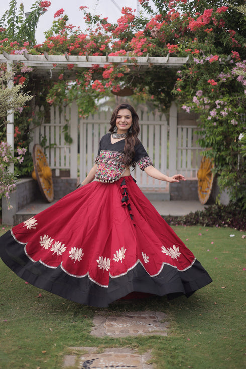 Maroon Roman Silk Lehenga Choli - Detail View | Samyak Fashion