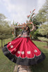 Maroon Roman Silk Lehenga Choli - Close-up View | Samyak Fashion