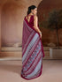 Maroon Soft Satin Georgette Elegant Party Wear Saree Collection With Blouse - Side View | Samyak Fashion
