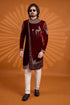 Maroon Velvet Mens Premium Men's Sherwani - Back View | Samyak Fashion